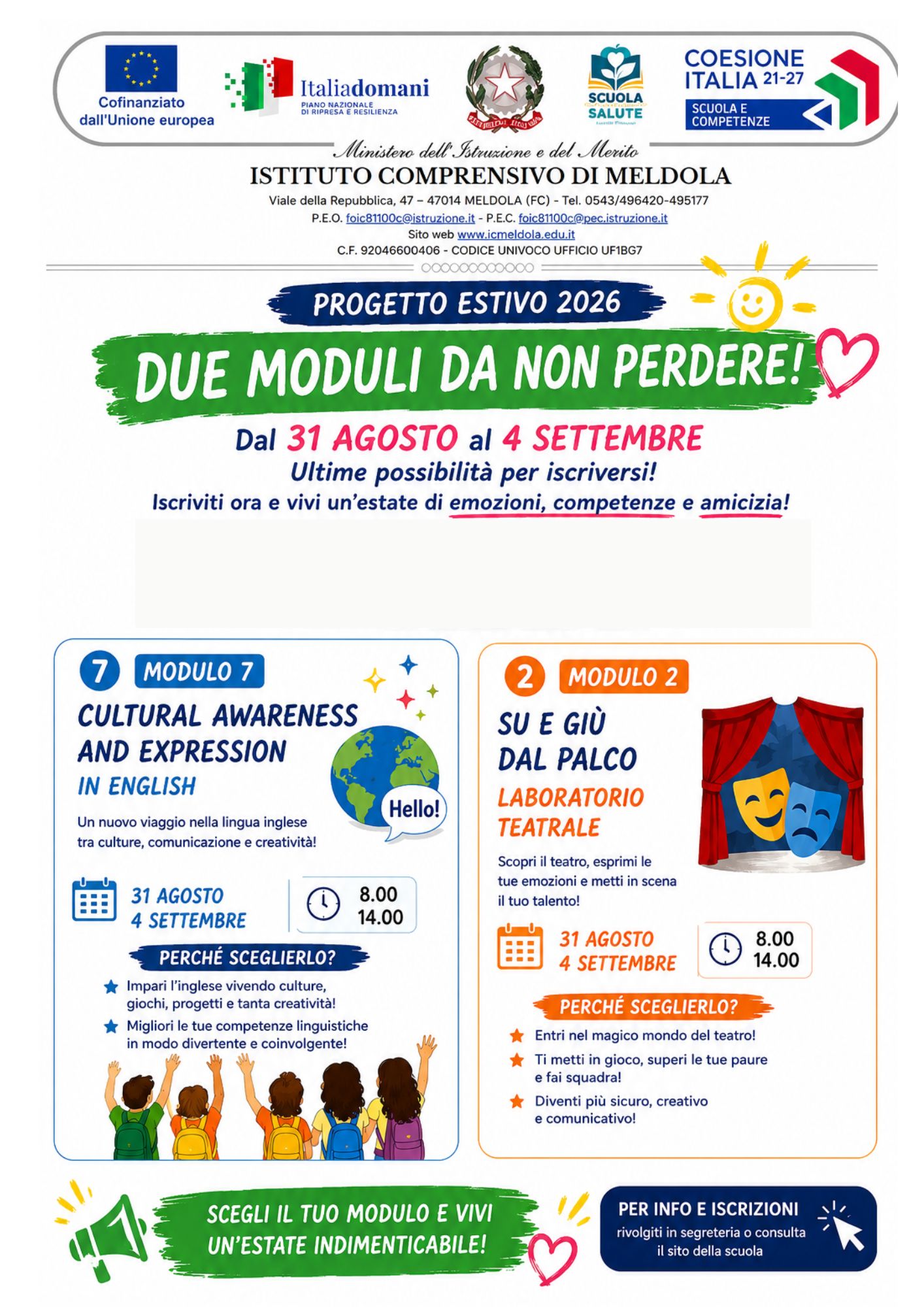 CORSI ESTIVI SCUOLA SECONDARIA- PN SCUOLA E COMPETENZE 2021-2027
