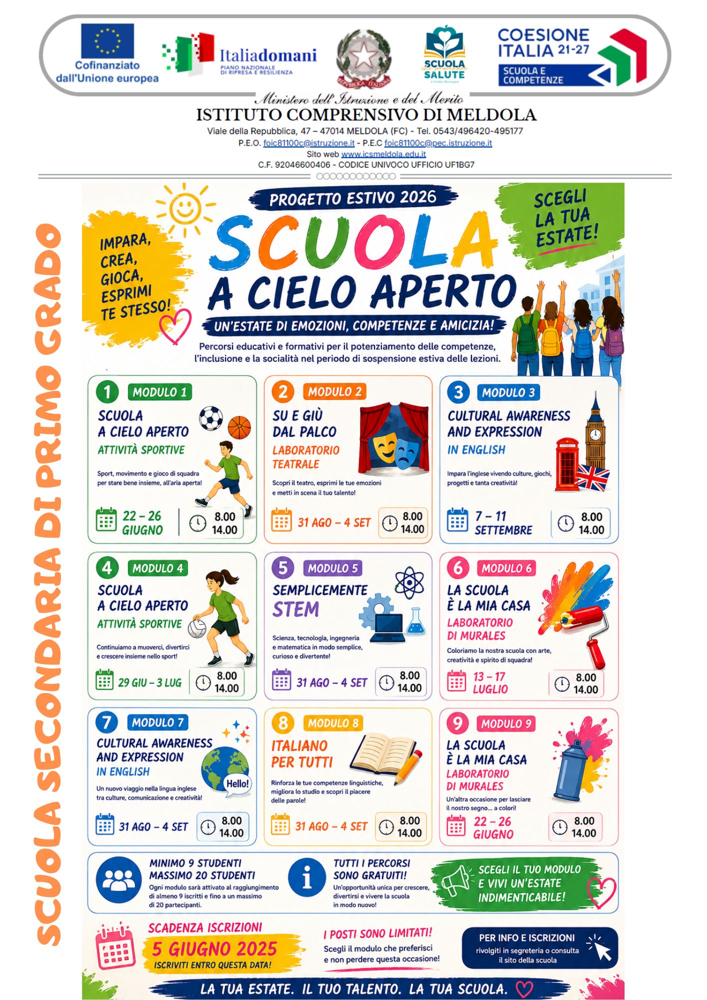 CORSI ESTIVI- SCUOLA SECONDARIA